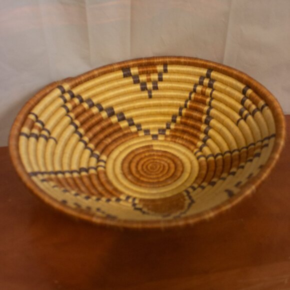 Handwoven Geometric Coiled 12 Inch Basket - Picture 2 of 6